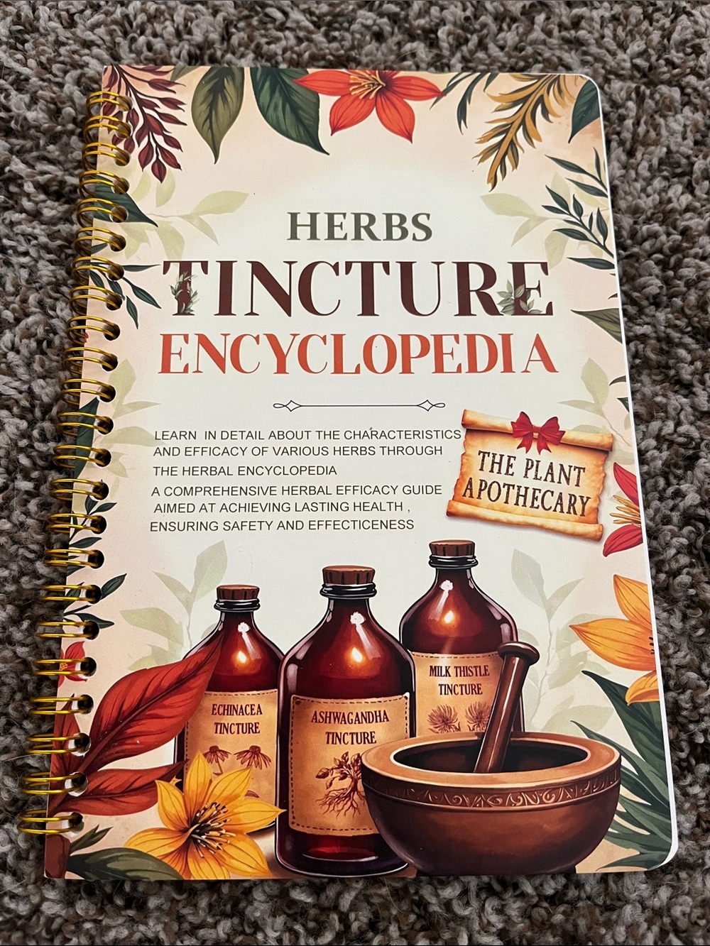 Herbs Tincture Encyclopedia Spiral Notebook - Botanical Illustration